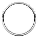Sterling Silver Half Round Light Wedding Band, 1.5 mm Wide