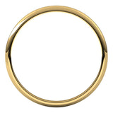 18K Yellow Gold Half Round Light Wedding Band, 1.5 mm Wide