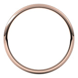 18K Rose Gold Half Round Light Wedding Band, 1.5 mm Wide