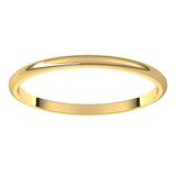 18K Yellow Gold Half Round Light Wedding Band, 1.5 mm Wide