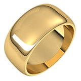 18K Yellow Gold Half Round Wedding Band, 9 mm Wide
