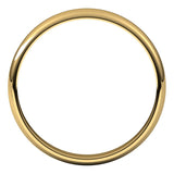 14K Yellow Gold Half Round Light Wedding Band, 3 mm Wide