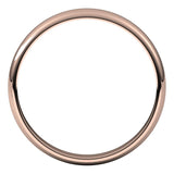 10K Rose Gold Half Round Light Wedding Band, 3 mm Wide