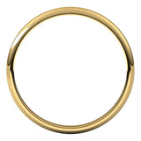 10K Yellow Gold Half Round Light Wedding Band, 2 mm Wide