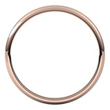 14K Rose Gold Half Round Light Wedding Band, 2 mm Wide