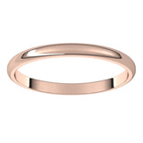 14K Rose Gold Half Round Light Wedding Band, 2 mm Wide