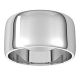 14K White Gold Half Round Light Wedding Band, 10 mm Wide