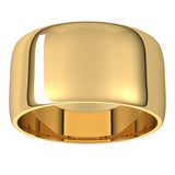 10K Yellow Gold Half Round Light Wedding Band, 10 mm Wide