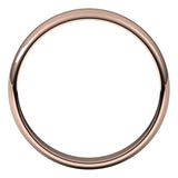 14K Rose Gold Half Round Light Wedding Band, 4 mm Wide