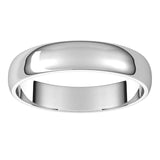 10K White Gold Half Round Light Wedding Band, 4 mm Wide