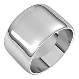 10K White Gold Half Round Light Wedding Band, 12 mm Wide