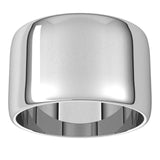 Sterling Silver Half Round Light Wedding Band, 12 mm Wide