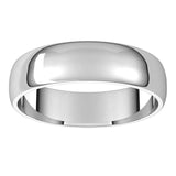 10K White Gold Half Round Light Wedding Band, 5 mm Wide