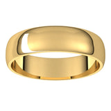 18K Yellow Gold Half Round Light Wedding Band, 5 mm Wide