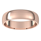 14K Rose Gold Half Round Light Wedding Band, 5 mm Wide