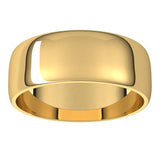 10K Yellow Gold Half Round Light Wedding Band, 7 mm Wide