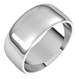 Platinum Half Round Light Wedding Band, 8 mm Wide