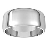 Platinum Half Round Light Wedding Band, 8 mm Wide