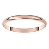 10K Rose Gold Half Round Ultra-Light Wedding Band, 2 mm Wide