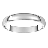 14K White Gold Half Round Ultra-Light Wedding Band, 3 mm Wide