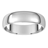 18K White Gold Half Round Ultra-Light Wedding Band, 5 mm Wide