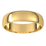 10K Yellow Gold Half Round Ultra-Light Wedding Band, 5 mm Wide