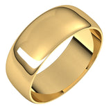 10K Yellow Gold Half Round Ultra-Light Wedding Band, 7 mm Wide