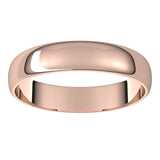 14K Rose Gold Half Round Ultra-Light Wedding Band, 4 mm Wide