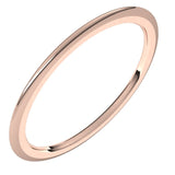 18K Rose Gold Domed Comfort Fit Wedding Band, 1 mm Wide