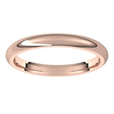 10K Rose Gold Domed Comfort Fit Wedding Band, 2.5 mm Wide