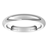 14K White Gold Domed Comfort Fit Wedding Band, 3 mm Wide