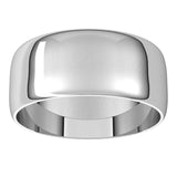 14K White Gold Half Round Ultra-Light Wedding Band, 8 mm Wide