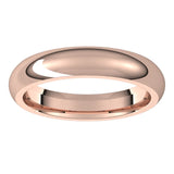 18K Rose Gold Domed Comfort Fit Wedding Band, 4 mm Wide