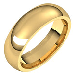 10K Yellow Gold Domed Comfort Fit Wedding Band, 6 mm Wide