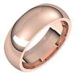 14K Rose Gold Domed Comfort Fit Wedding Band, 7 mm Wide