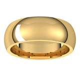 14K Yellow Gold Domed Comfort Fit Wedding Band, 7 mm Wide