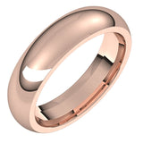 18K Rose Gold Domed Comfort Fit Wedding Band, 5 mm Wide