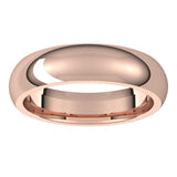 18K Rose Gold Domed Comfort Fit Wedding Band, 5 mm Wide