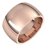 14K Rose Gold Domed Comfort Fit Wedding Band, 12 mm Wide