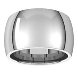 Platinum Domed Comfort Fit Wedding Band, 12 mm Wide