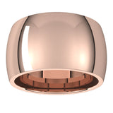 18K Rose Gold Domed Comfort Fit Wedding Band, 12 mm Wide