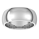 Palladium Domed Comfort Fit Wedding Band, 8 mm Wide