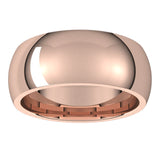 18K Rose Gold Domed Comfort Fit Wedding Band, 8 mm Wide