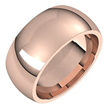 10K Rose Gold Domed Comfort Fit Wedding Band, 9 mm Wide