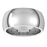 14K White Gold Domed Comfort Fit Wedding Band, 9 mm Wide
