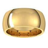 18K Yellow Gold Domed Comfort Fit Wedding Band, 9 mm Wide