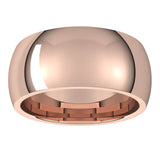 10K Rose Gold Domed Comfort Fit Wedding Band, 9 mm Wide