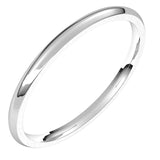 18K White Gold Domed Light Comfort Fit Wedding Band, 1.5 mm Wide