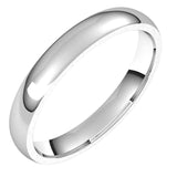 Palladium Domed Light Comfort Fit Wedding Band, 3 mm Wide