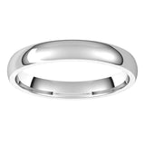 18K White Gold Domed Light Comfort Fit Wedding Band, 3 mm Wide